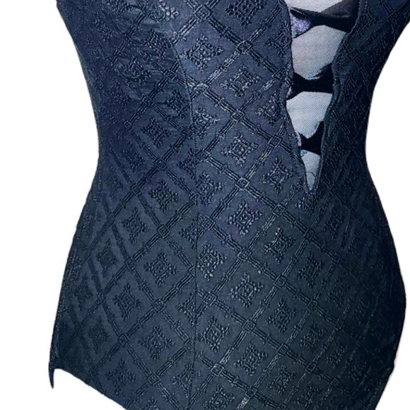 Jantzen Images Womens Vintage Mesh High Neck Plunge 1 Piece Bathing Swim Suit 12 - Picture 4 of 9